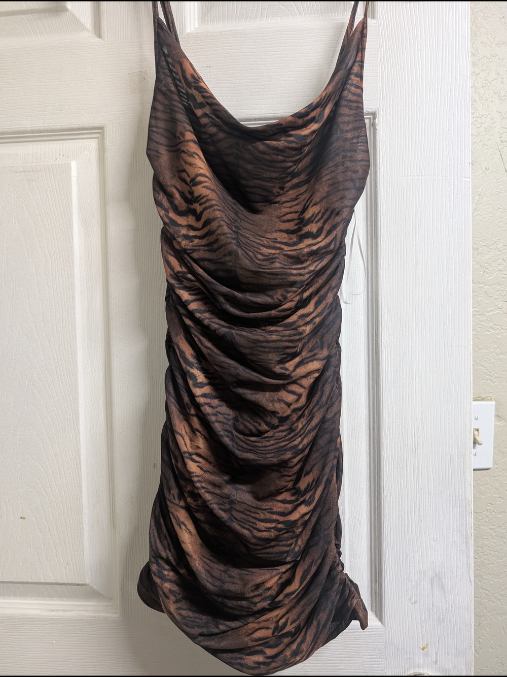 Princess Polly Brown Tiger-Print Cowl Slip Dress